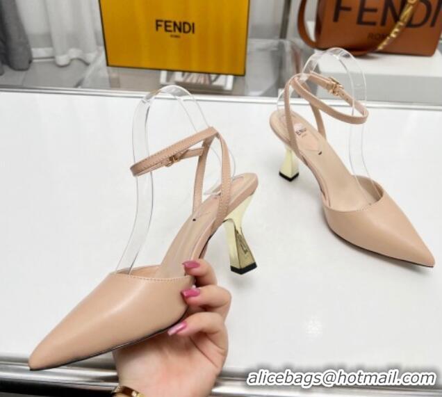 Best Price Fendi Calfskin Pumps 8.5cm with Ankle Strap Light Pink 0711034