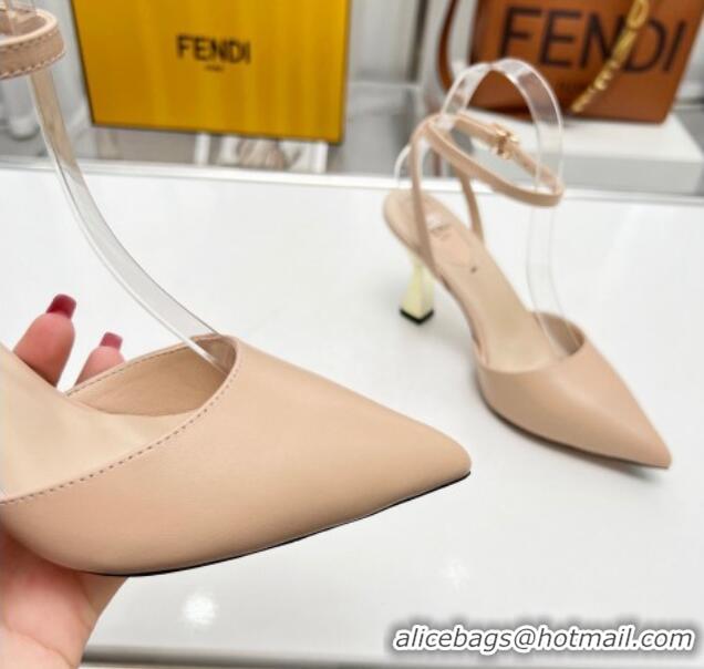 Best Price Fendi Calfskin Pumps 8.5cm with Ankle Strap Light Pink 0711034