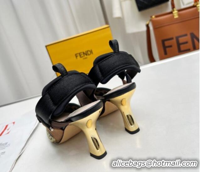 Most Popular Fendi Colibrì Slingback Pumps 8.5cm in FF Mesh with Sequins Green/Black 804096