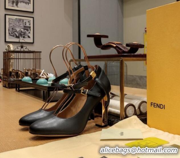 Best Product Fendi Delfina High-heeled Pumps in Black Calfskin 105mm Heel 381802