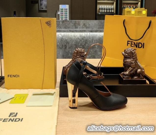 Best Product Fendi Delfina High-heeled Pumps in Black Calfskin 105mm Heel 381802