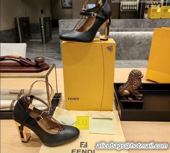 Best Product Fendi Delfina High-heeled Pumps in Black Calfskin 105mm Heel 381802