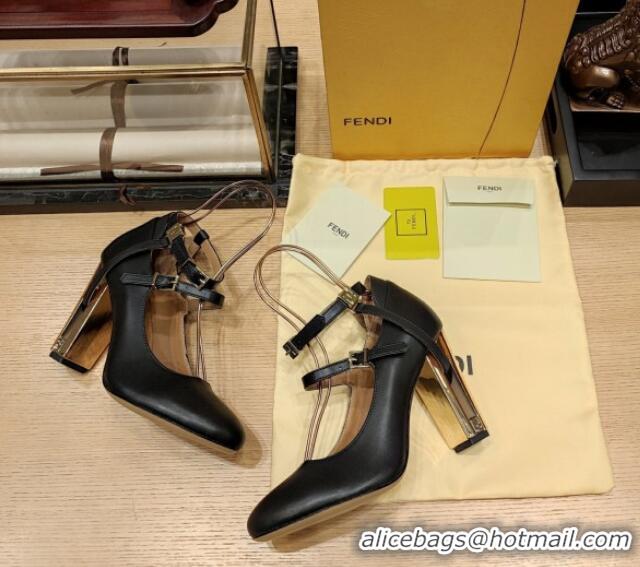 Best Product Fendi Delfina High-heeled Pumps in Black Calfskin 105mm Heel 381802