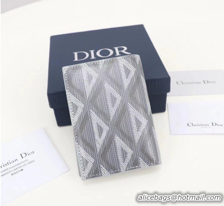 Grade Design Dior Essentials CD Diamond Canvas Bi-Fold Card Holder H42E Gray