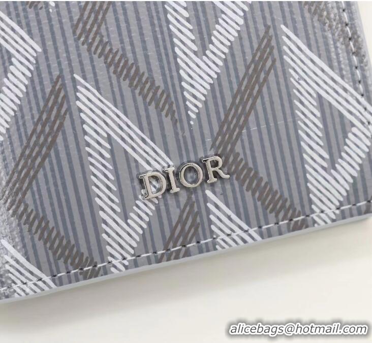 Grade Design Dior Essentials CD Diamond Canvas Bi-Fold Card Holder H42E Gray