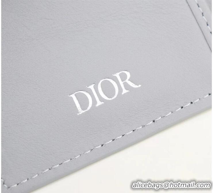 Grade Design Dior Essentials CD Diamond Canvas Bi-Fold Card Holder H42E Gray