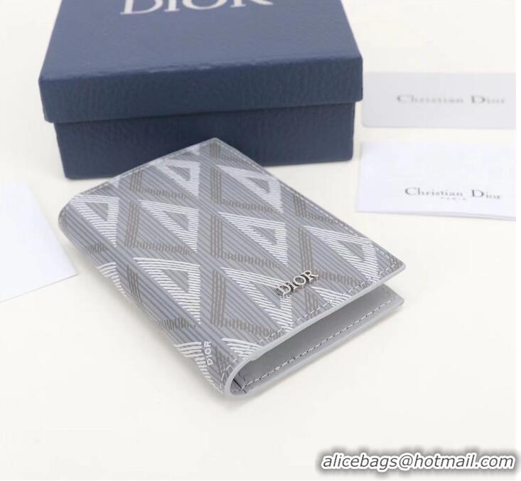 Grade Design Dior Essentials CD Diamond Canvas Bi-Fold Card Holder H42E Gray