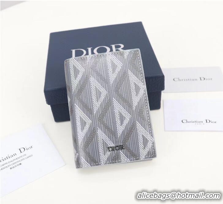 Grade Design Dior Essentials CD Diamond Canvas Bi-Fold Card Holder H42E Gray