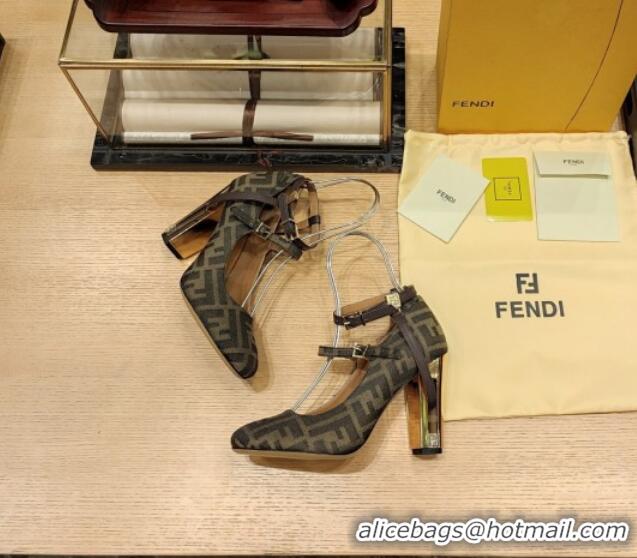 Best Price Fendi Delfina High-heeled Pumps in Brown FF Fabric 381806