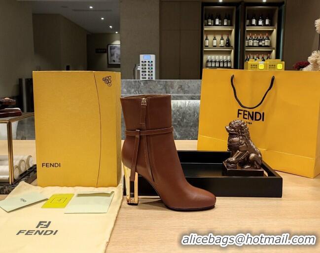 Purchase Fendi Delfina Short Boots in Brown Calfskin 105mm Heel 2381809