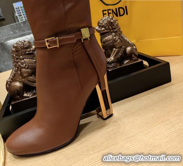 Shop Fendi Delfina High Boots in Brown Calfskin 105mm Heel 381814