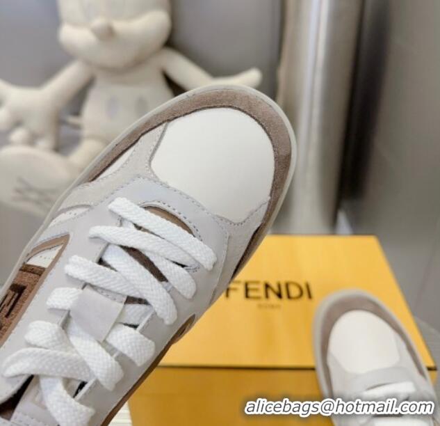 Good Looking Fendi Step Leather Low-top Sneakers White/Brown 831044