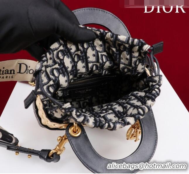 Buy Discount Dior Mini Lady Dior Bag in Weaving Wicker and Leather 9989 Black 2023