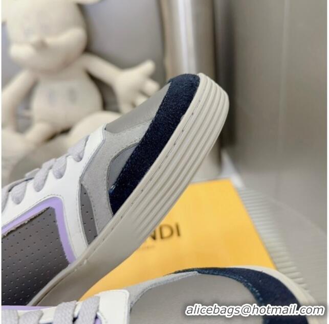 Luxurious Fendi Step Leather Low-top Sneakers Grey 831045