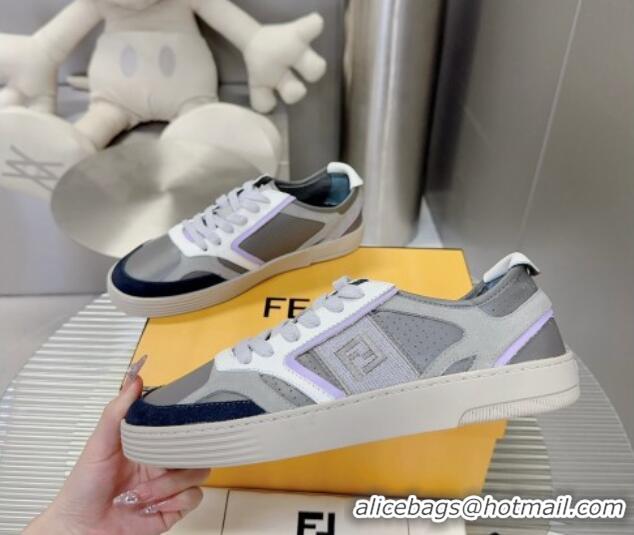 Luxurious Fendi Step Leather Low-top Sneakers Grey 831045