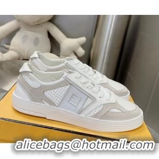 Best Grade Fendi Step Leather Low-top Sneakers White 0831046