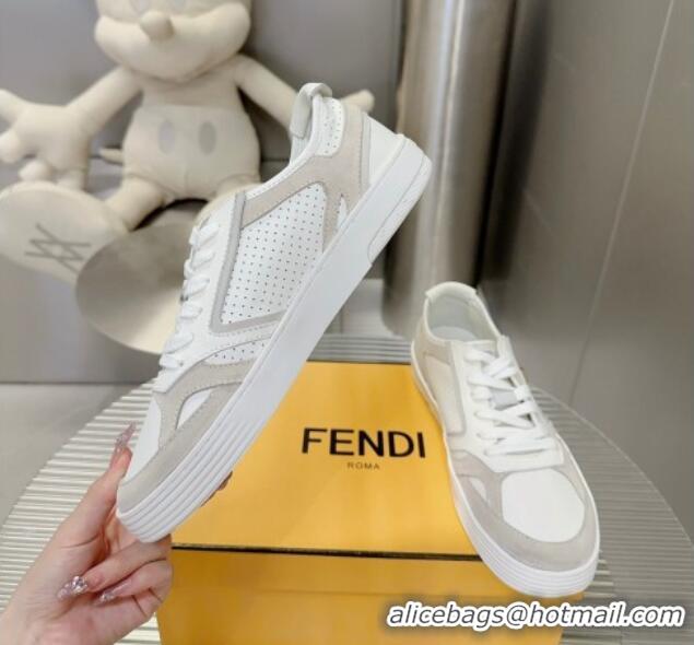 Best Grade Fendi Step Leather Low-top Sneakers White 0831046