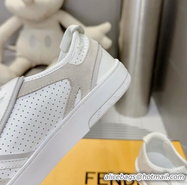 Best Grade Fendi Step Leather Low-top Sneakers White 0831046