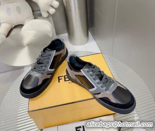 Super Quality Fendi Step Leather Low-top Sneakers Black 831047