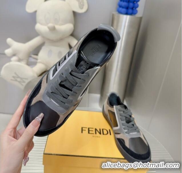 Super Quality Fendi Step Leather Low-top Sneakers Black 831047