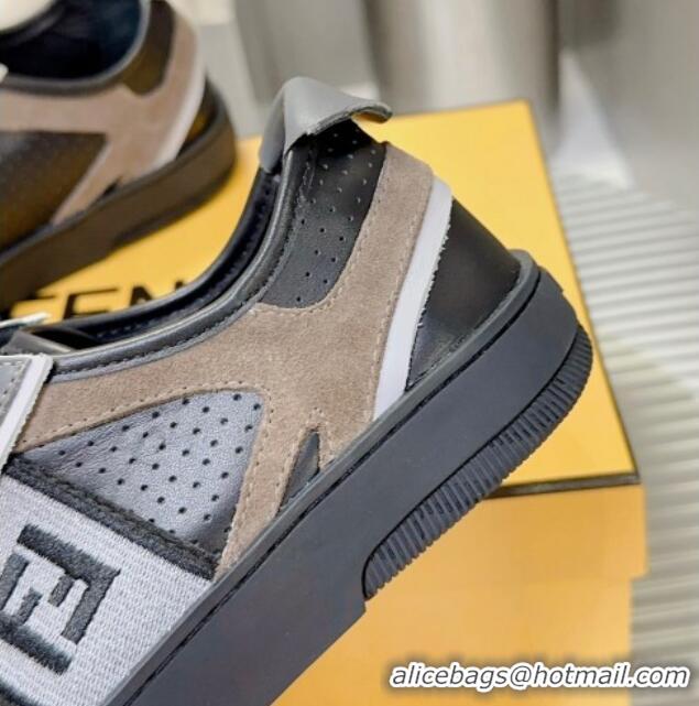 Super Quality Fendi Step Leather Low-top Sneakers Black 831047