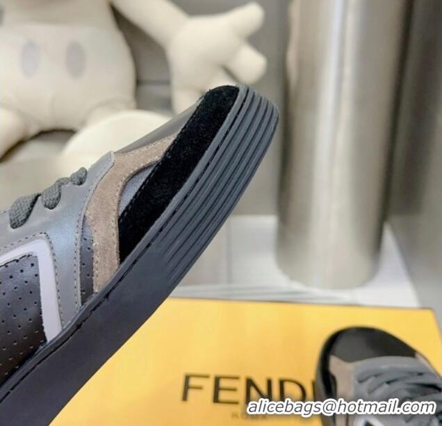 Super Quality Fendi Step Leather Low-top Sneakers Black 831047