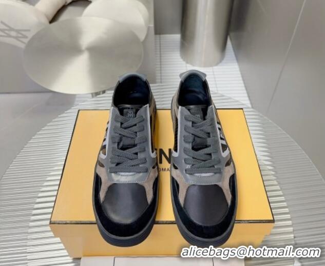 Super Quality Fendi Step Leather Low-top Sneakers Black 831047