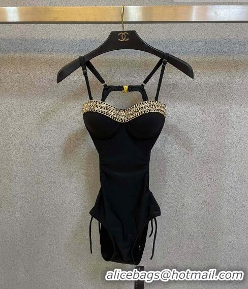 Shop Grade Versace Swimwear with Chain 0726 Black 2023