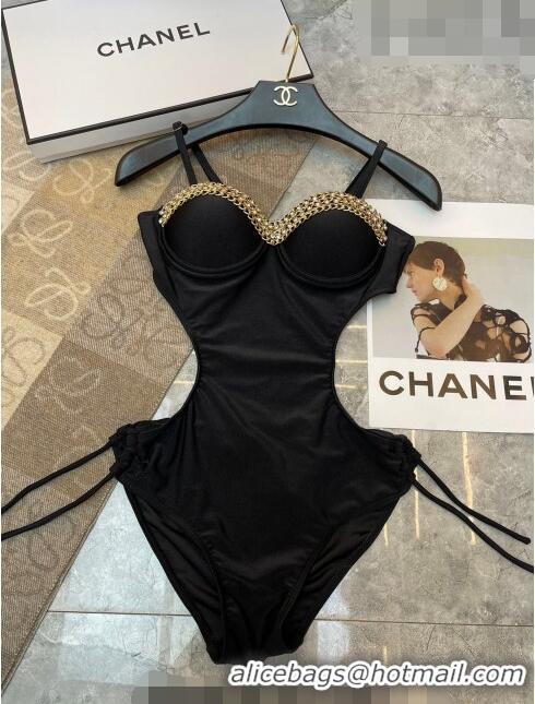 Shop Grade Versace Swimwear with Chain 0726 Black 2023