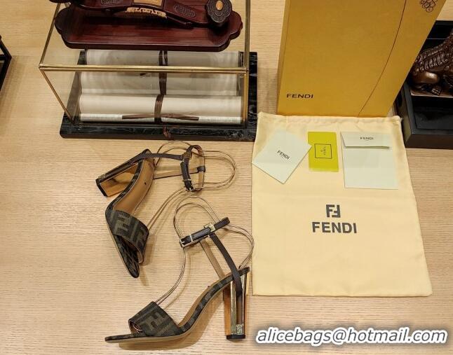 Good Taste Fendi Delfina High Heel Sandals 10cm in FF Fabric 831059