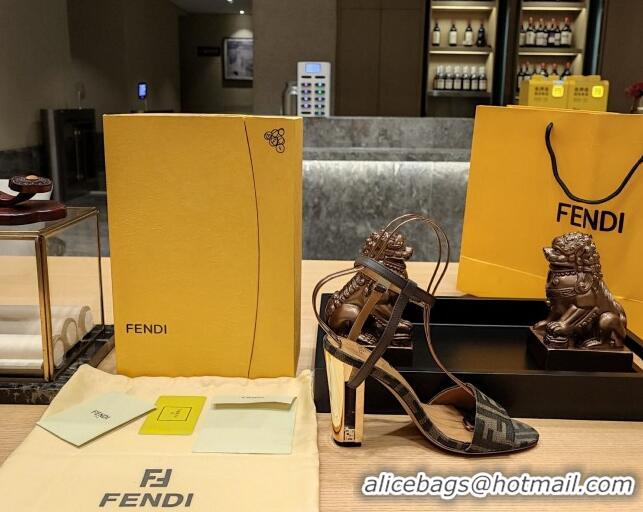 Good Taste Fendi Delfina High Heel Sandals 10cm in FF Fabric 831059