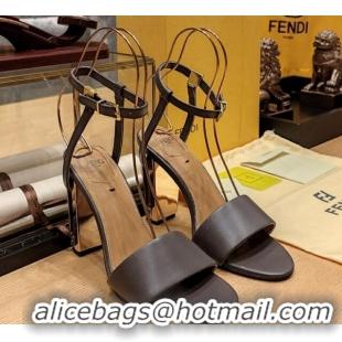 Popular Style Fendi Delfina High Heel Sandals 10cm in Smooth Calf Leather Brown 831060