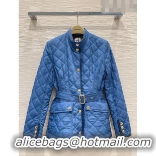 Best Price Burberry Diamond Quilted Nylon Canvas Jacket B9210 Blue 2023