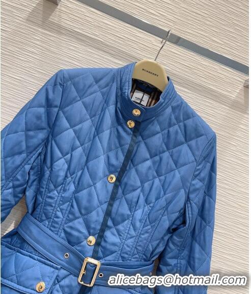 Best Price Burberry Diamond Quilted Nylon Canvas Jacket B9210 Blue 2023