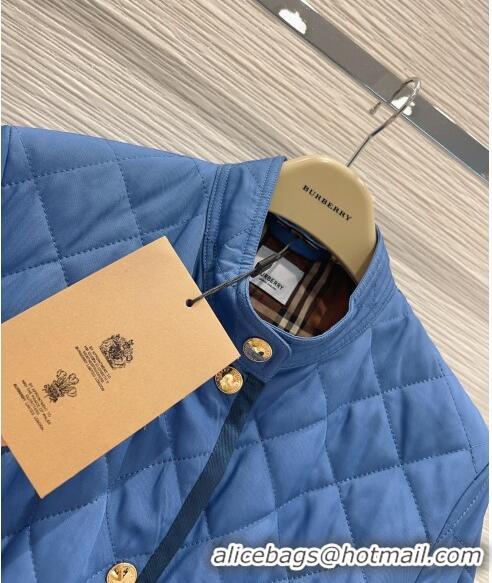 Best Price Burberry Diamond Quilted Nylon Canvas Jacket B9210 Blue 2023