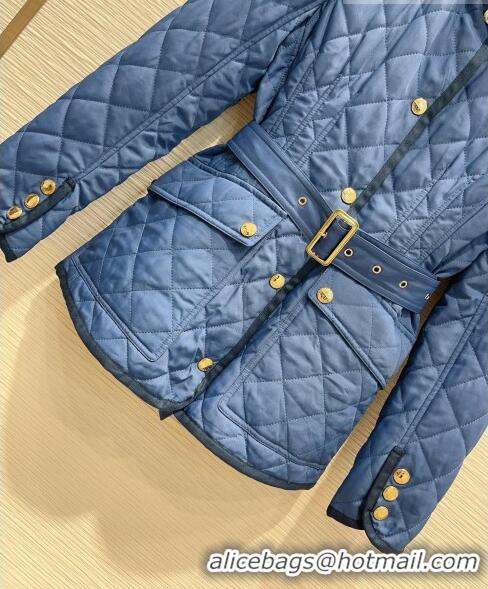 Best Price Burberry Diamond Quilted Nylon Canvas Jacket B9210 Blue 2023