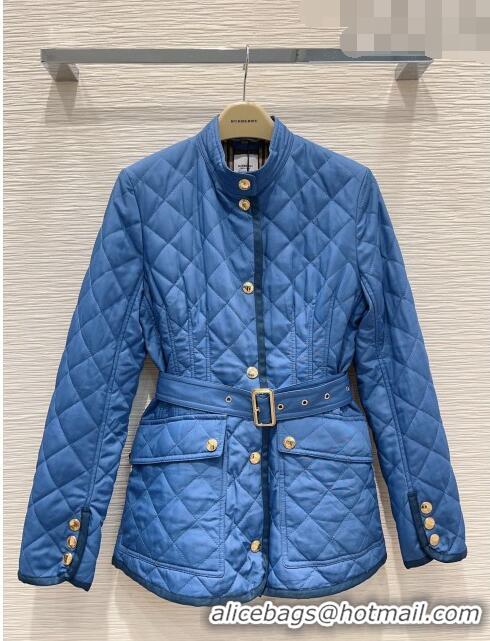 Best Price Burberry Diamond Quilted Nylon Canvas Jacket B9210 Blue 2023