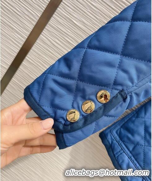 Best Price Burberry Diamond Quilted Nylon Canvas Jacket B9210 Blue 2023