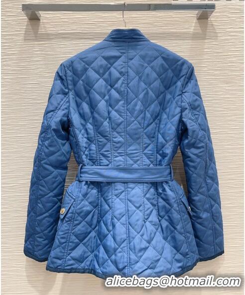 Best Price Burberry Diamond Quilted Nylon Canvas Jacket B9210 Blue 2023