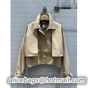 Buy Discount Burberry Cropped Trench Coat B9208 Khaki 2023