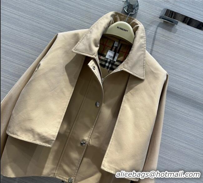 Buy Discount Burberry Cropped Trench Coat B9208 Khaki 2023