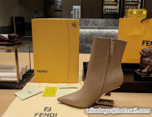 Top Quality Fendi First Heel Ankle Boots 9cm in Nappa Leather Beige 831064