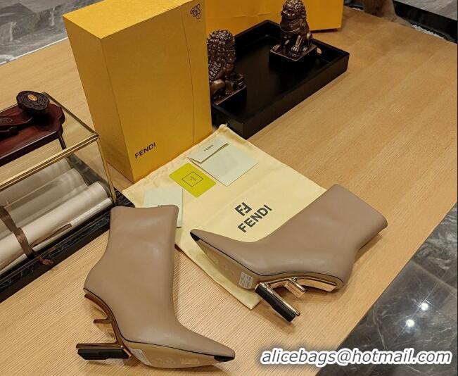 Top Quality Fendi First Heel Ankle Boots 9cm in Nappa Leather Beige 831064