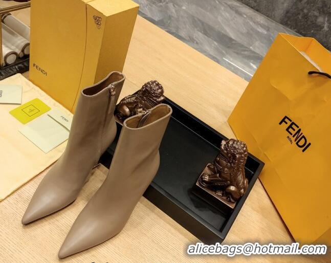 Top Quality Fendi First Heel Ankle Boots 9cm in Nappa Leather Beige 831064