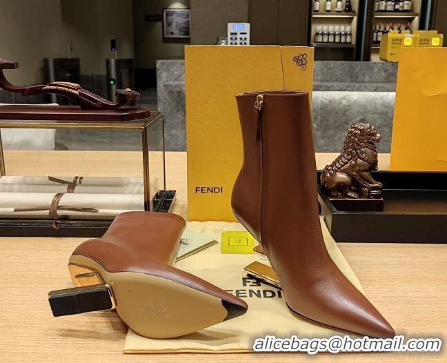 Most Popular Fendi First Heel Ankle Boots 9cm in Nappa Leather Brown 831065