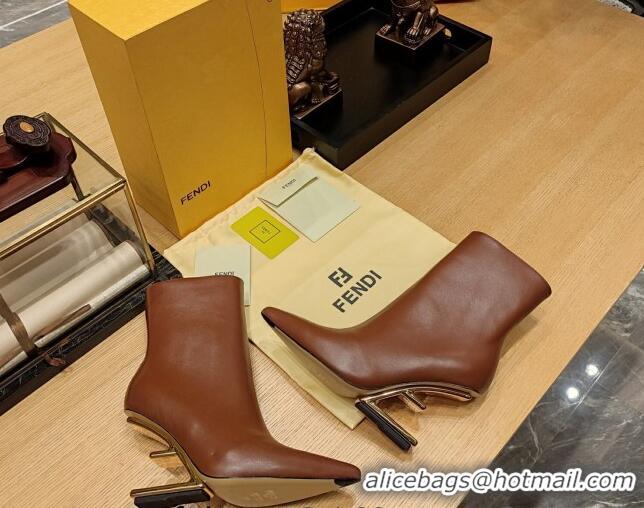 Most Popular Fendi First Heel Ankle Boots 9cm in Nappa Leather Brown 831065