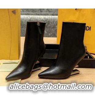 Perfect Fendi First Heel Ankle Boots 9cm in Nappa Leather Black 831067