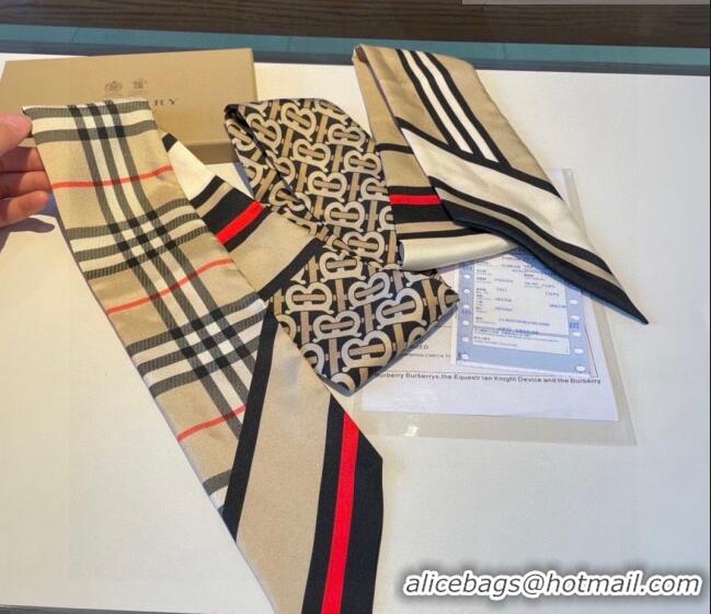 Top Quality Burberry TB Silk Bandeau Scarf 8x180cm B5013 2023