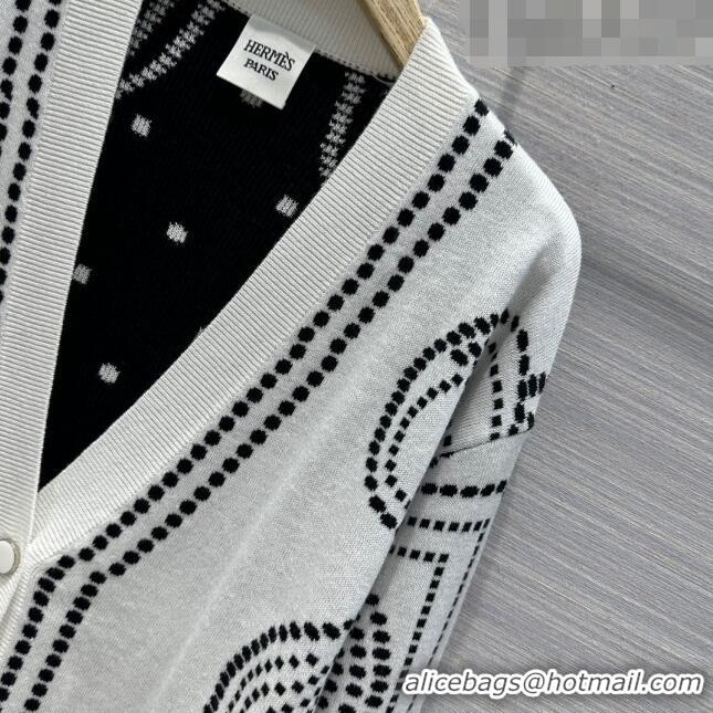 Buy Fashionable Hermes Wool & Silk Cardigan H7518 White 2023