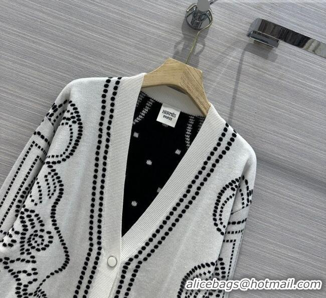 Buy Fashionable Hermes Wool & Silk Cardigan H7518 White 2023